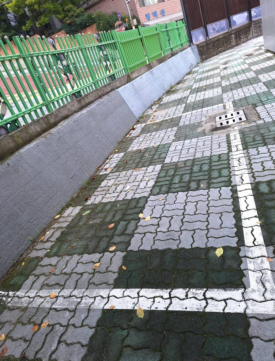 보도블럭 차선 제거전 차선 모습